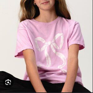 Full Tilt “Bow Trim” Girls XL Tee • Pink Balletcore Back‑to‑School Staple Preppy